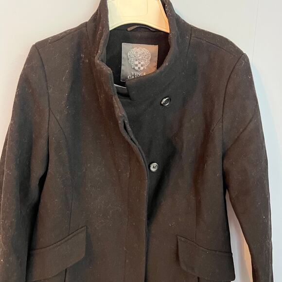 NEW Vince Camuto Black Wool Pea Coat Winter Coat Size Medium - Picture 3 of 12